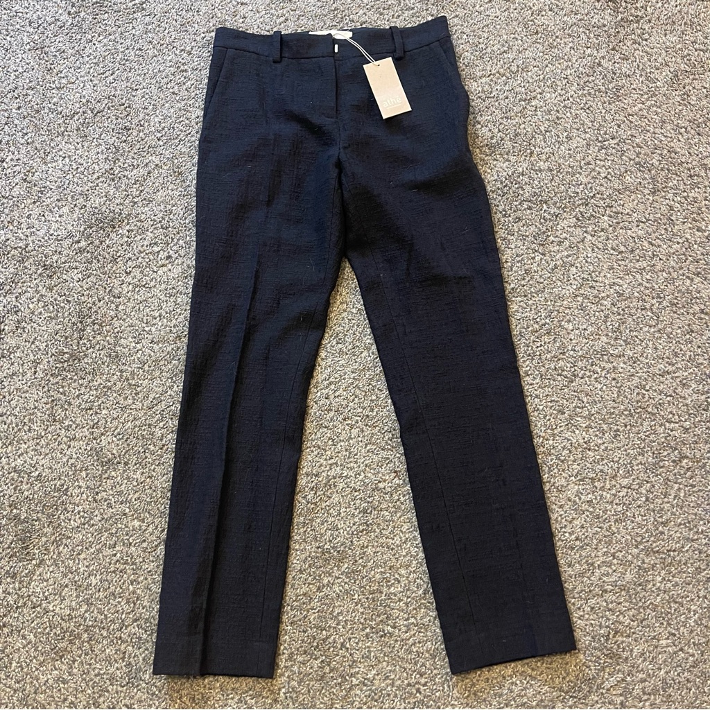 New Athe Vanessa Bruno Black Textured Noir Business Casual Slacks